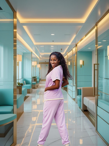 Purple Couture Scrub Set